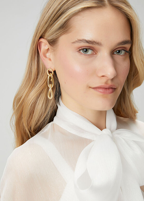 Beymen Club Gold Stone Women's Chain Earrings - 1