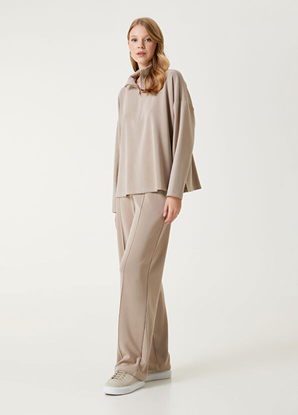 Beymen Club Beige Zipper Modal Sweatshirt - 3