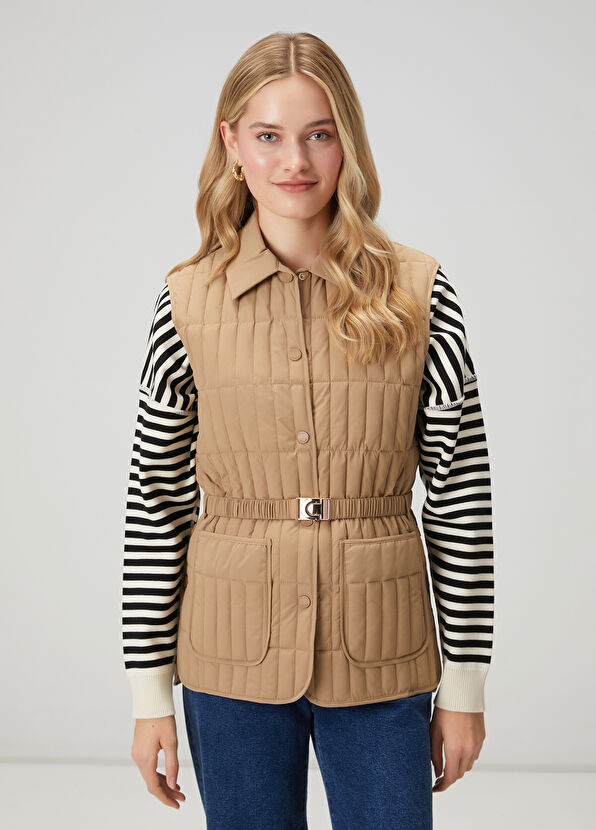 Beymen Club Bej Kapitoneli Yelek - 1