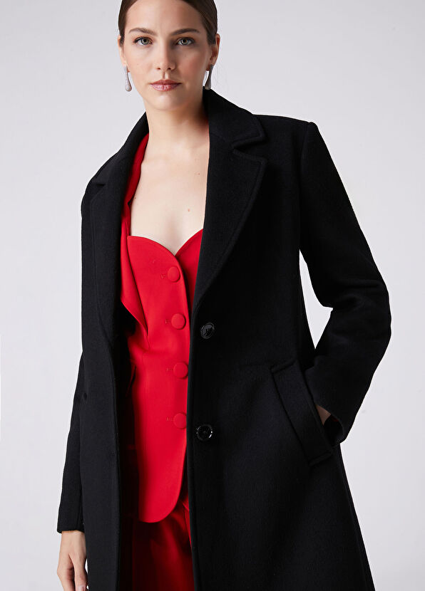 Beymen Club Siyah Yün Fitted Palto - 2