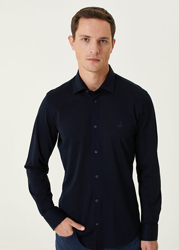 Beymen Club Navy Blue Logo Detailed Shirt - 2
