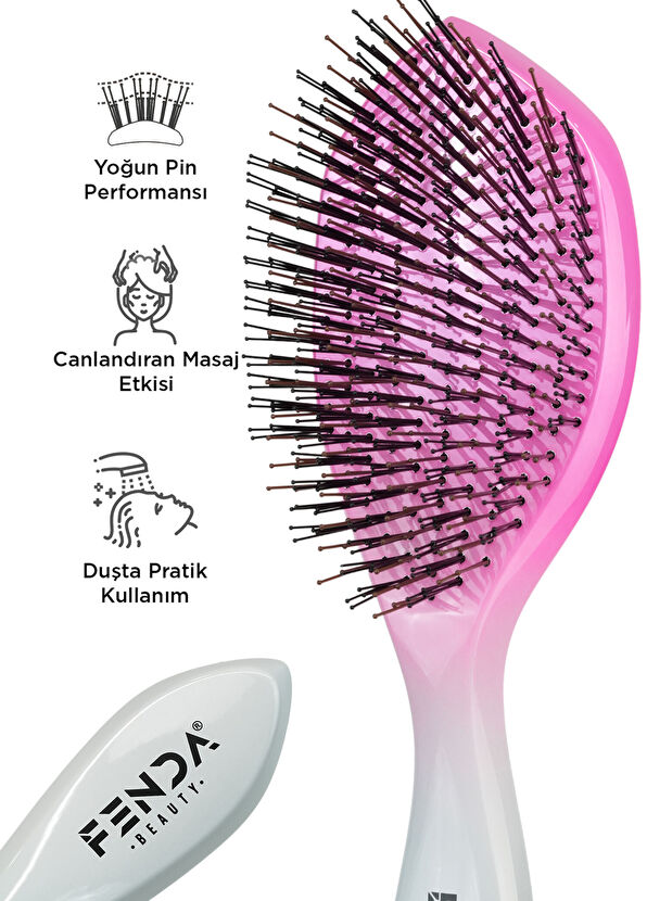 FENDA Profesyonel 4 Pinli Geniş Başlık Pembe Saç Fırçası  - 2