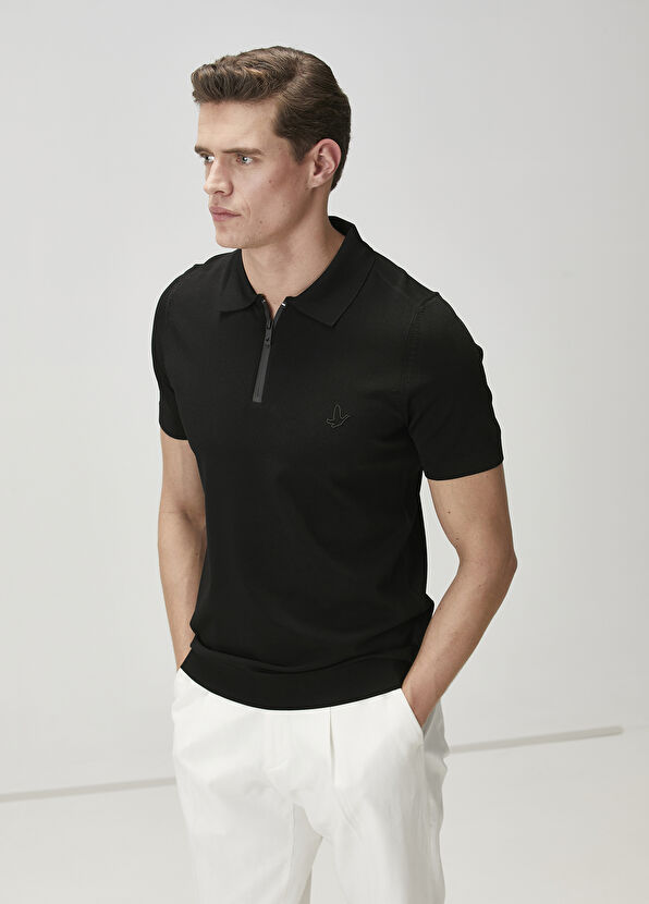 Beymen Club Black Short Sleeve Polo Sweater - 2
