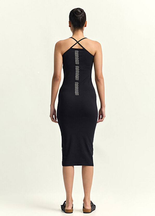 Nasaqu Saplu Bodycon Black Women's Midi Dress - 4