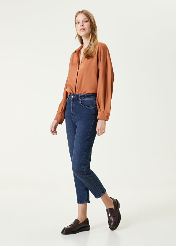 Beymen Club Slim Mom Fit Koyu Mavi Jean Pantolon - 1