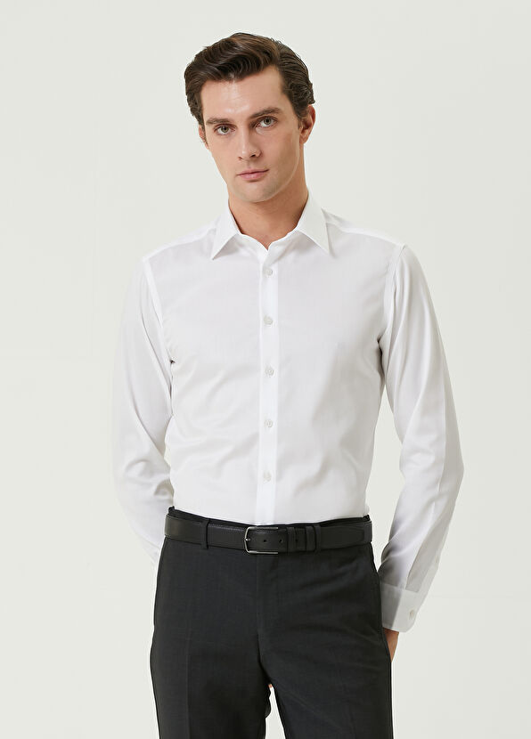Beymen Club Slim Fit Beyaz Twill Non-iron Gömlek - 1