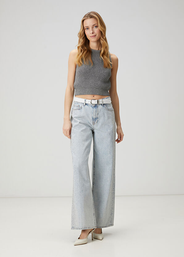 Beymen Club Grey Glitter Tank Top - 3