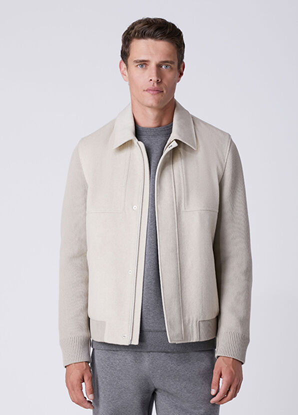 Beymen Club Kırık Beyaz Bedeni Kaşe Flannel Yün Triko Mont - 2