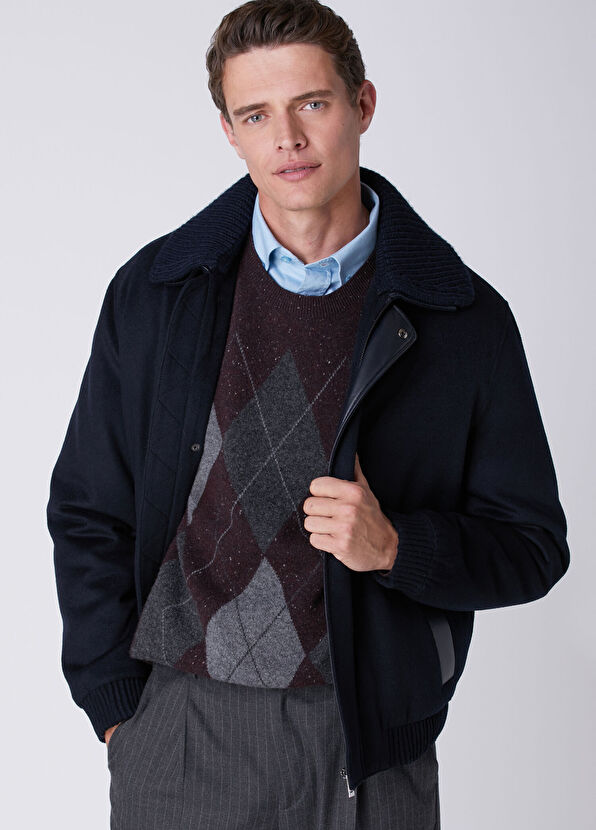 Beymen Club Navy Blue Wool Cachet Coat With Removable Sweater - 2