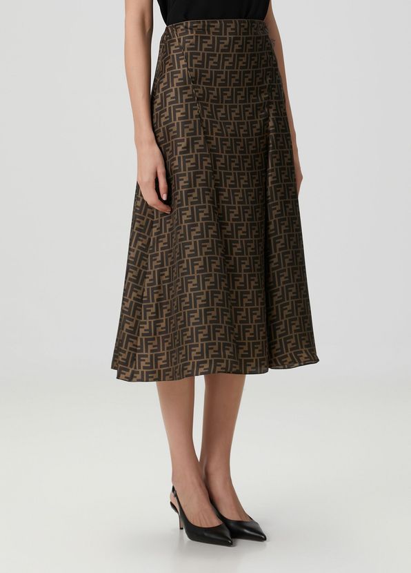 Fendi Brown Midi Silk Skirt - 2