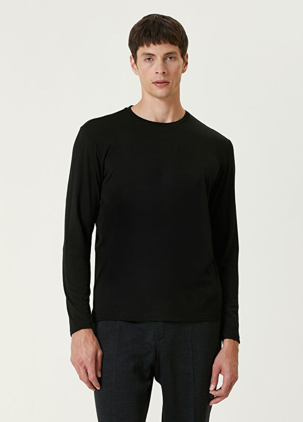 Maurizio Baldassari Black Long Sleeve Wool T-shirt - 1