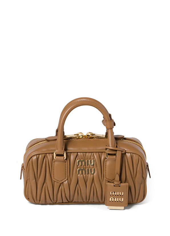 Miu Miu Arcadie Matelassé Brown Nappa Leather Women's Handbag - 1