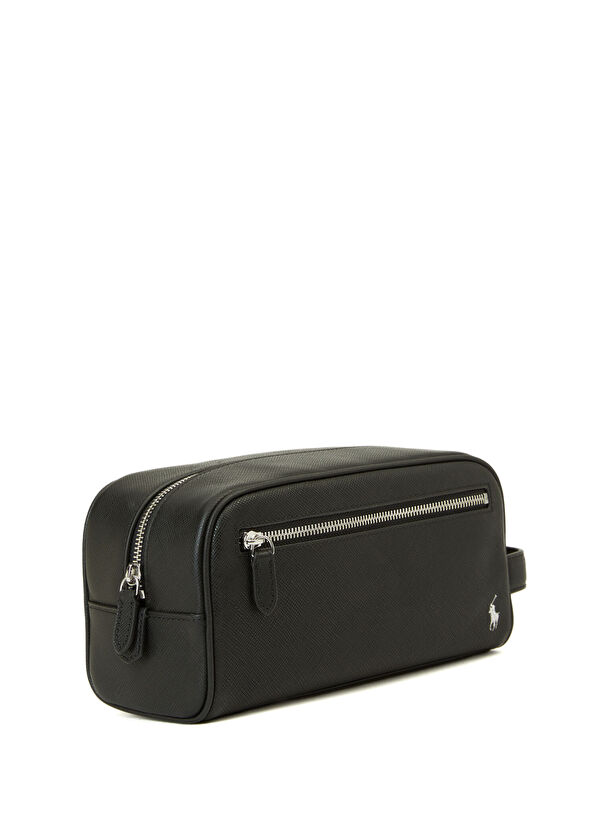 Siyah Logo Detaylı Erkek Deri El Portföyü - Görsel 3