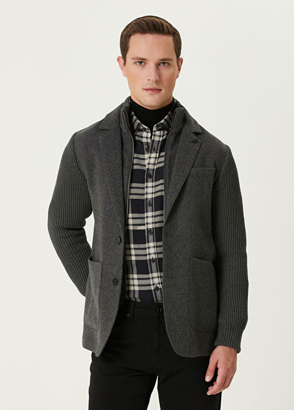 Beymen Club Anthracite Vest Detailed Wool Jacket - 1