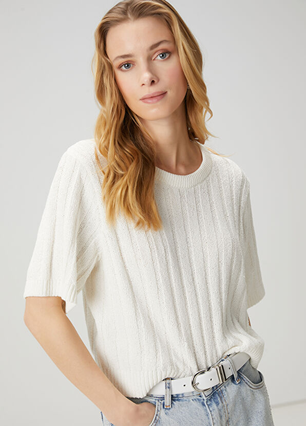 Beymen Club Off White Short Sleeve Sweater - 1