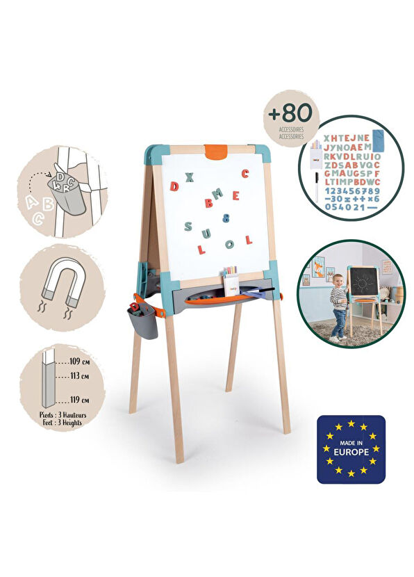 Smoby Wooden Double-Sided Magnetic and Chalk Writing Board - 2