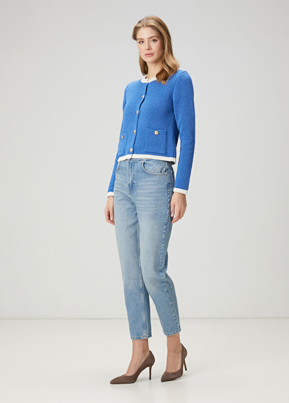 Beymen Club Mavi Şeritli Triko Ceket - 3