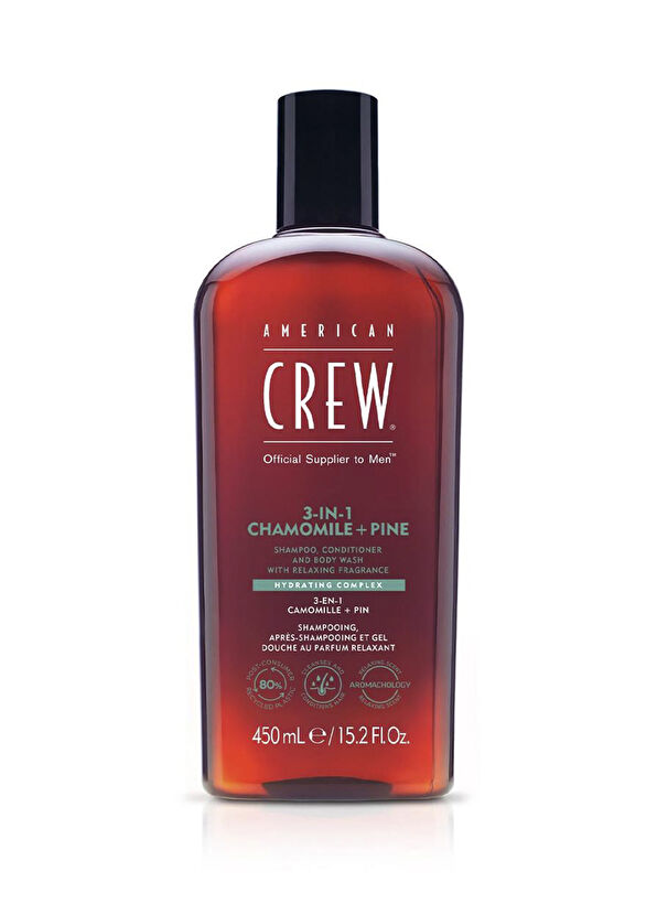American Crew 3in1 Chamomile & Pine With Relaxing Fragrance Nourishing Shampoo + Conditioner + Body Lotion for Men 450 ml - 1