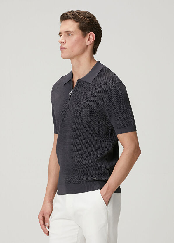 Beymen Club Anthracite Polo Honeycomb Textured Sweater - 4