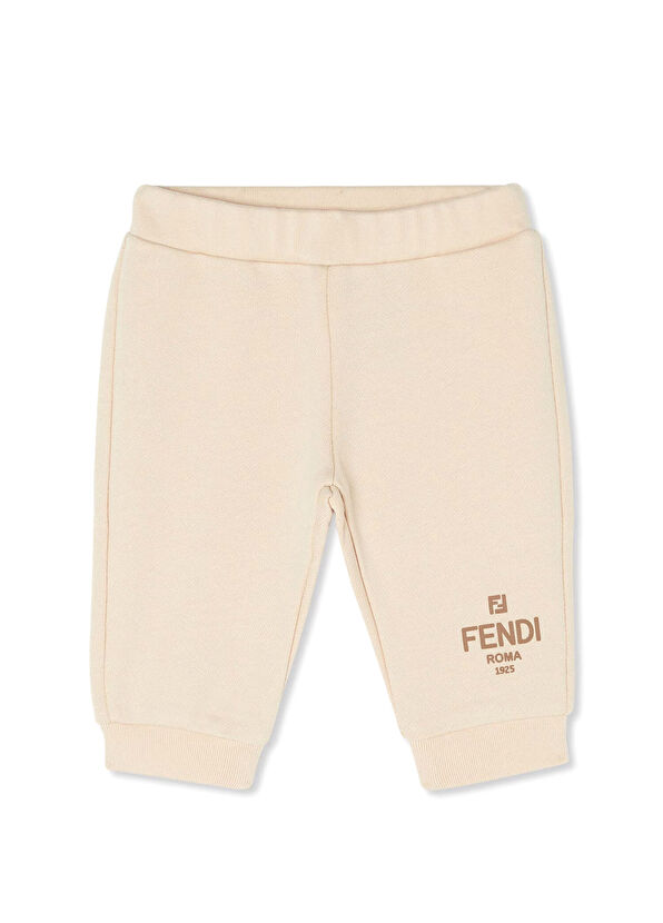 Fendi Açık Kahverengi Logolu Unisex Bebek Pantolon - 1