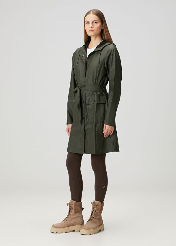 Curve Koyu Yeşil Kapüşonlu Yağmurluk - Görsel 3