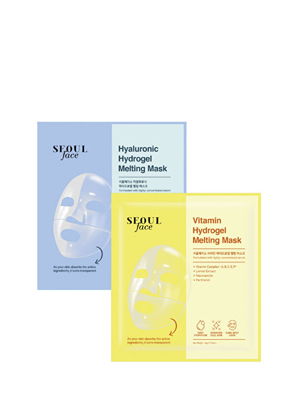 Dermal Vitamin and Hyaluronic Acid Hydrogel Transparent Dissolvable 2-Piece Face Mask 34 gr - 1