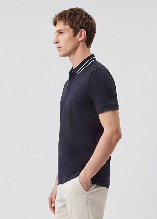 Beymen Club Navy Blue Comfort Fit Stiped Polo T-Shirt - 3