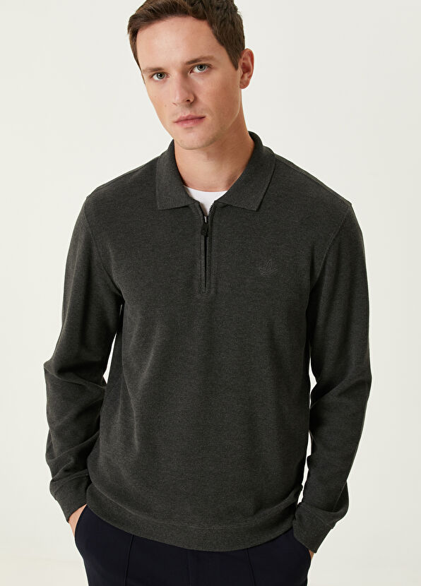 Beymen Club Antrasit Polo Yaka Sweatshirt - 2