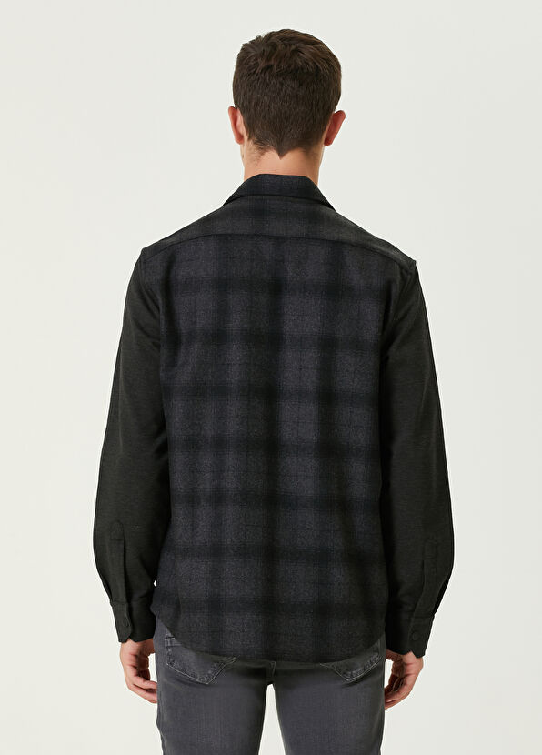 Beymen Club Siyah Ekose Desen Detaylı Yün Dış Gömlek - 4