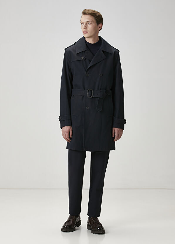 Beymen Club Navy Inner Vest Detailed Organic Cotton Overcoat - 2