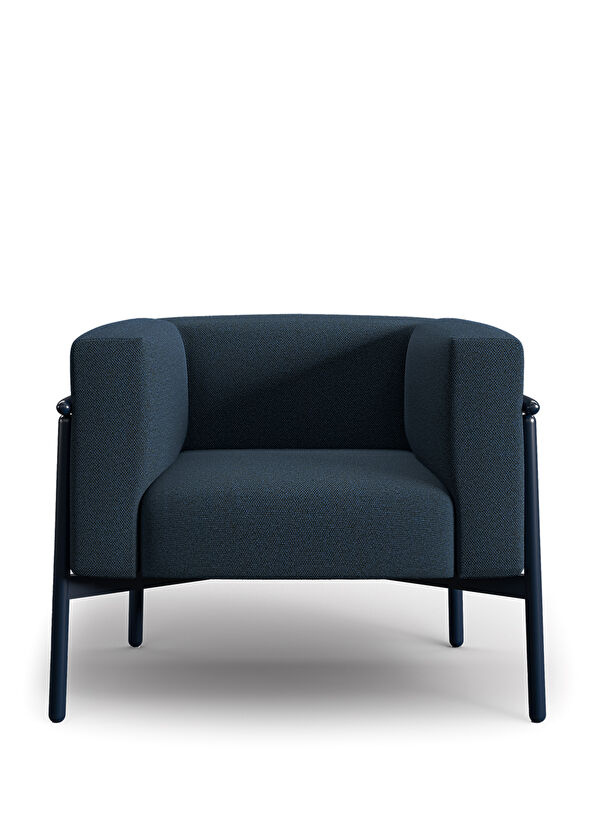 Borbo Bowie Navy Blue Metal Frame Wing Chair - 1
