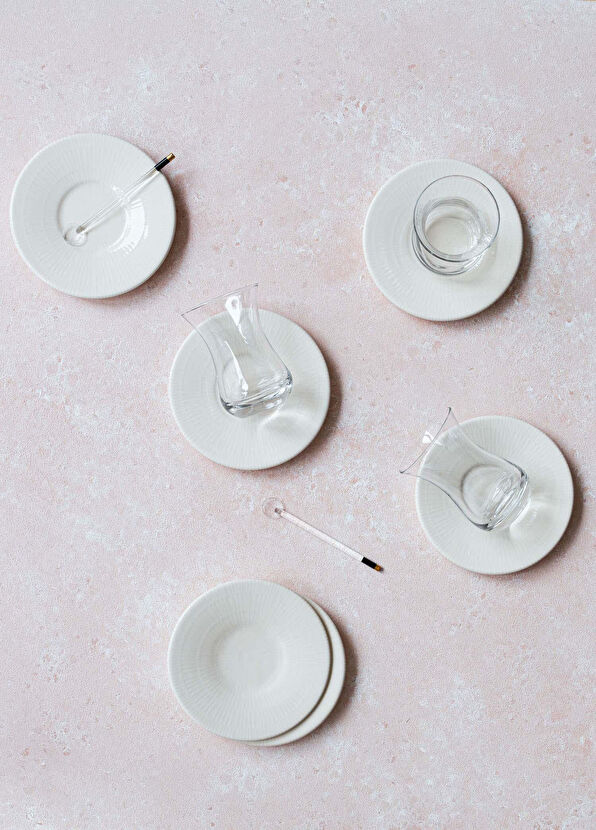 The Mia Noon 6'lı Krem Seramik Çay Tabağı 13 cm - 4