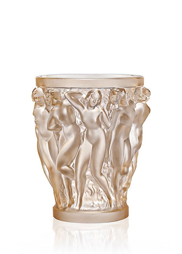 Lalique Bacchantes Small Gold Gilded Crystal Vase - 1