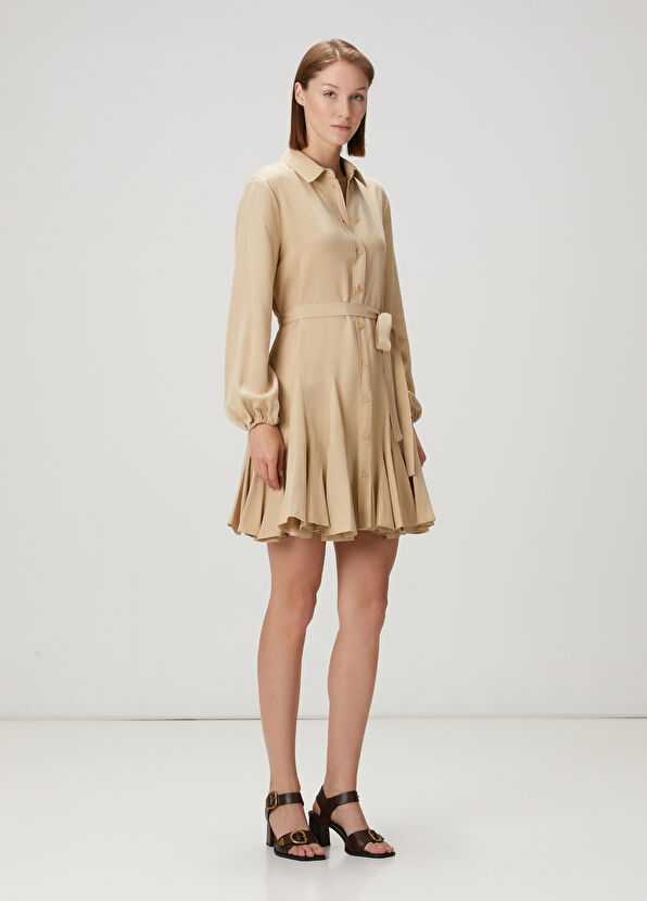 Beymen Club Beige Mini Shirt Dress - 1