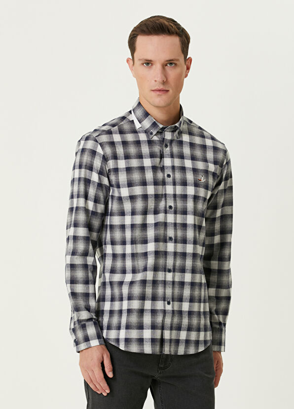 Beymen Club Comfort Fit Lacivert Ekose Gömlek - 1