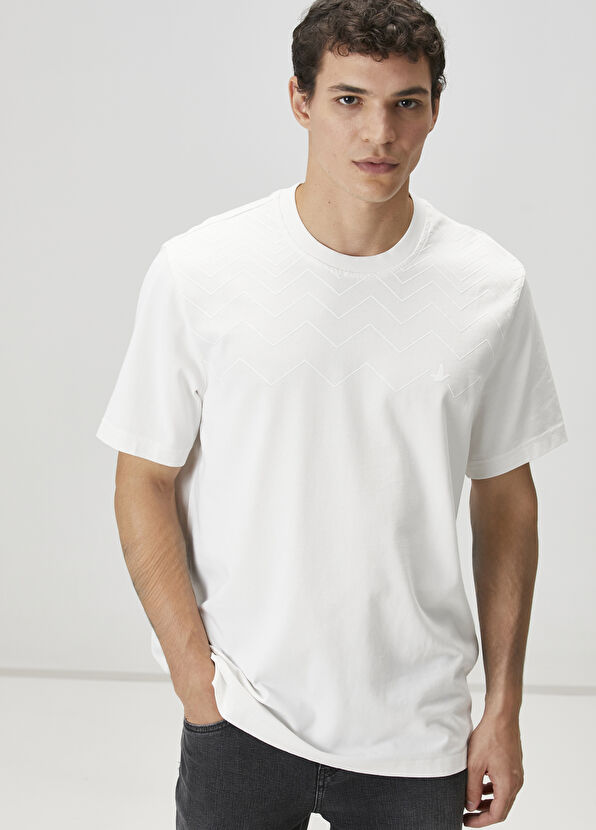 Beymen Club Relax Fit Beyaz Logo Nakışlı T-shirt - 2