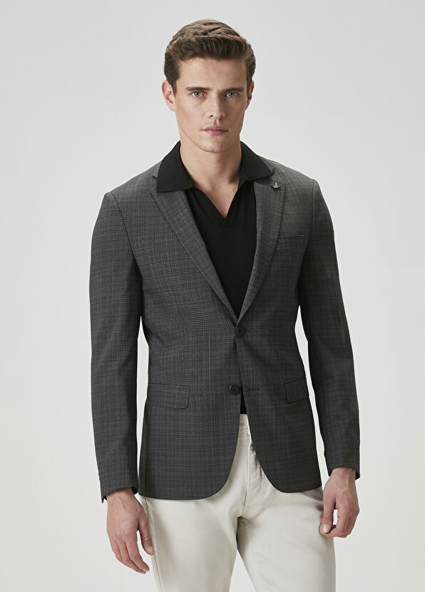 Beymen Club Anthracite Patterned Wool Jacket - 2