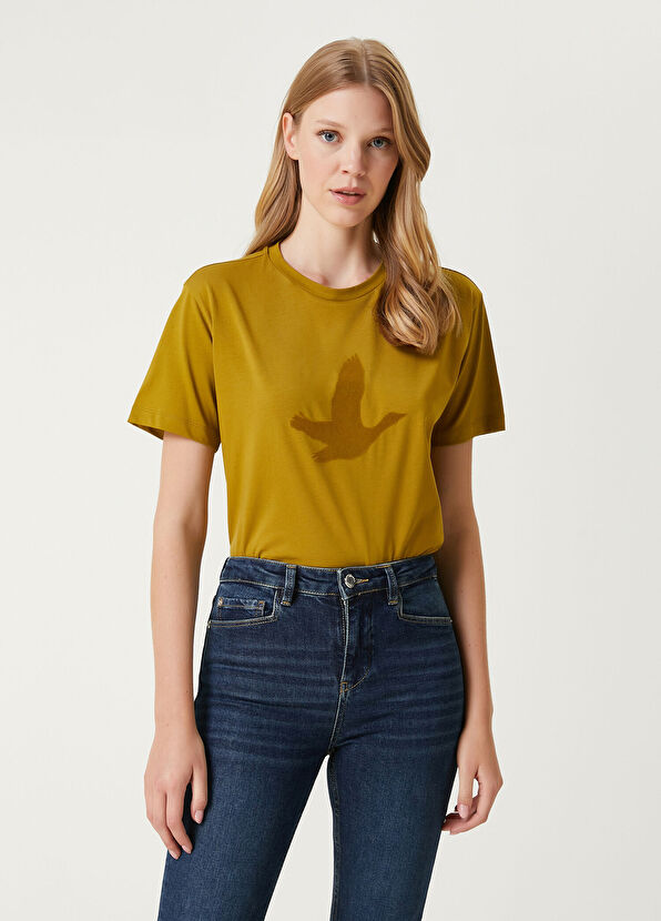 Beymen Club Yağ Yeşili Logo Baskılı T-shirt - 1