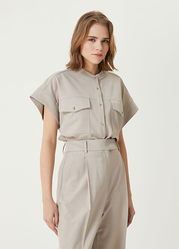 Beymen Club Beige Short Sleeve Shirt - 1