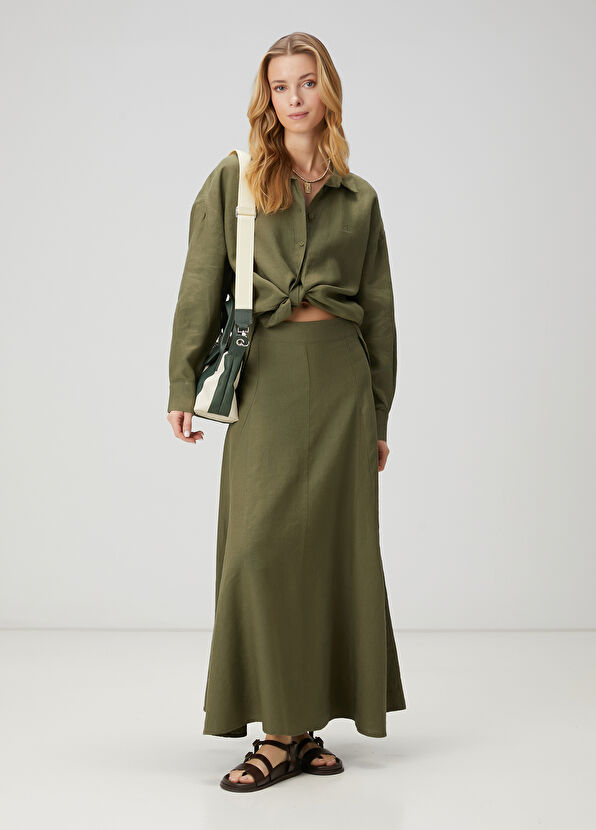 Beymen Club Haki Maksi Keten Etek - 1