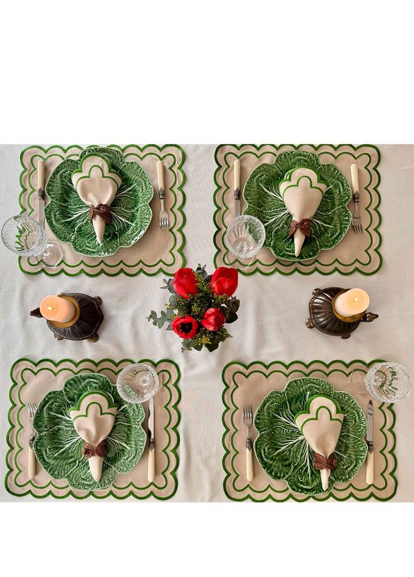Homes & Seasons Florence Yeşil Bej Amerikan Servis ve Peçete Seti - 2