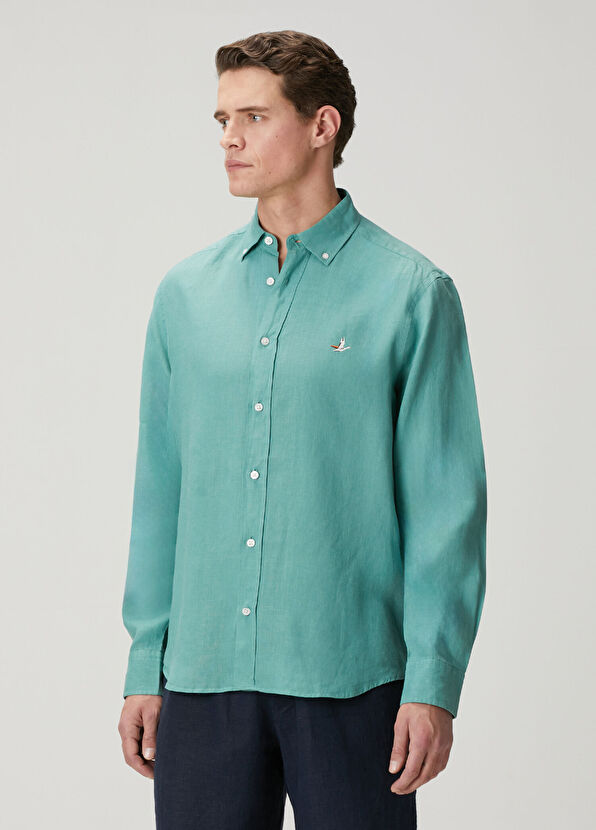 Beymen Club Mint Comfort Fit Keten Gömlek - 4