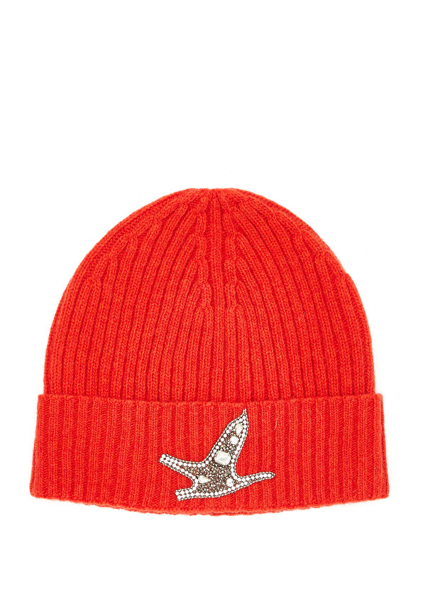 Beymen Club Turuncu Taşlı Kuş Logolu Kadın Yün Bere - 1