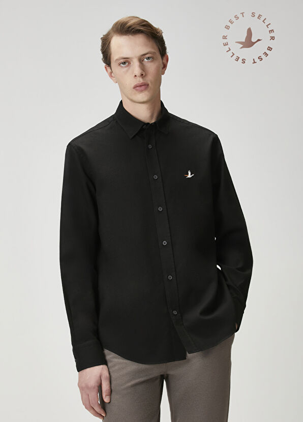 Beymen Club Comfort Fit Black Textured Shirt - 1