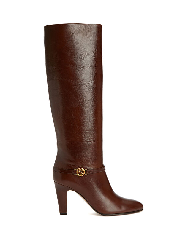 Chloe Brown Heeled Leather Boots - 1