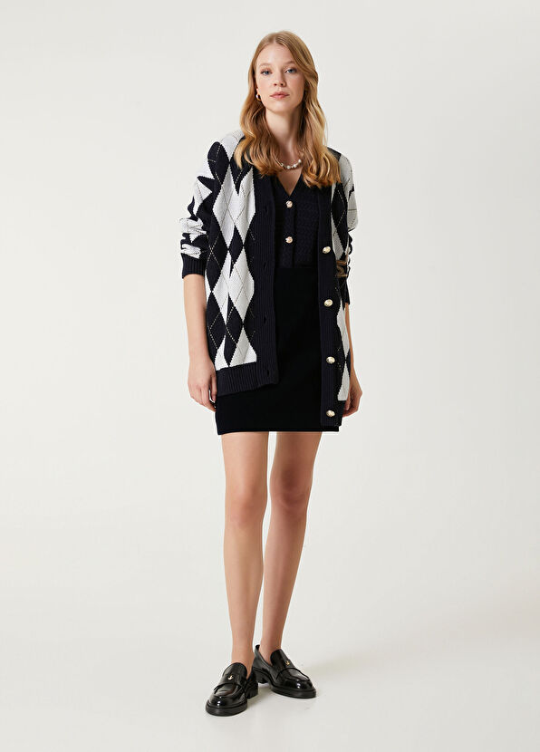 Beymen Club Lacivert Baklava Desenli Yün Hırka - 3