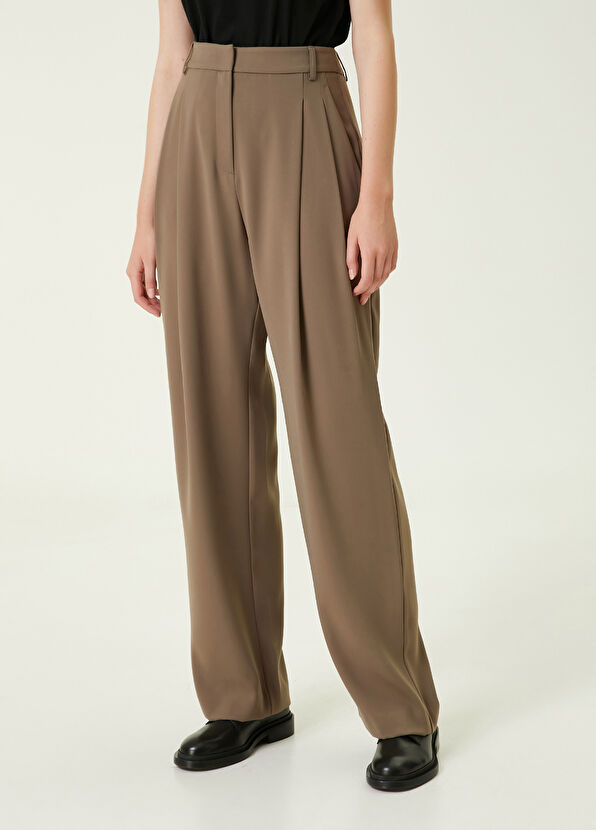 Beymen Club Haki Çift Pilili Krep Palazzo Pantolon - 2