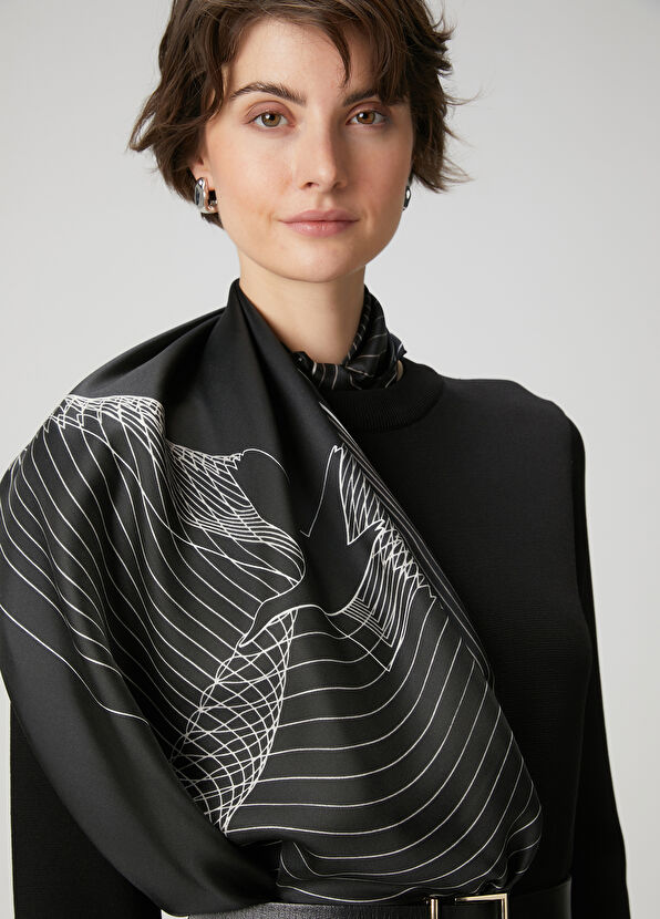 Beymen Club Black Silk Scarf - 2