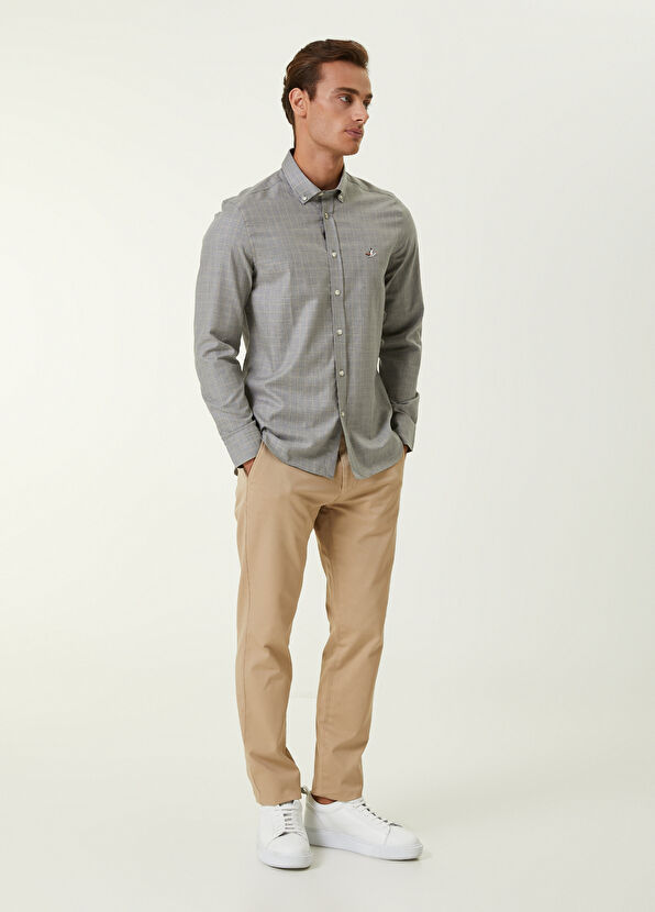 Beymen Club Slim Fit Sarı Gri Kontrast Çizgili Ekoseli Gömlek - 2