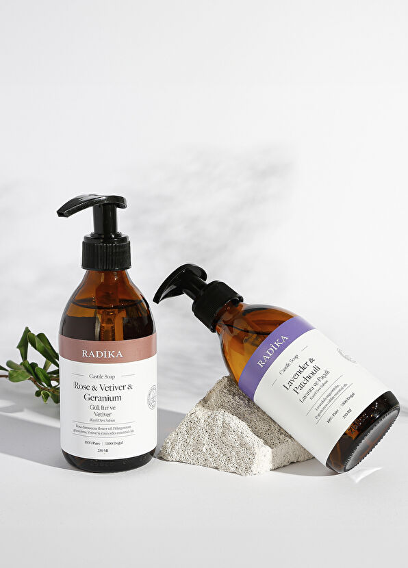 Radika Aromatherapy Gül Itır Vetiver Cam Şişe Kastil Sabunu 250 ml - 2